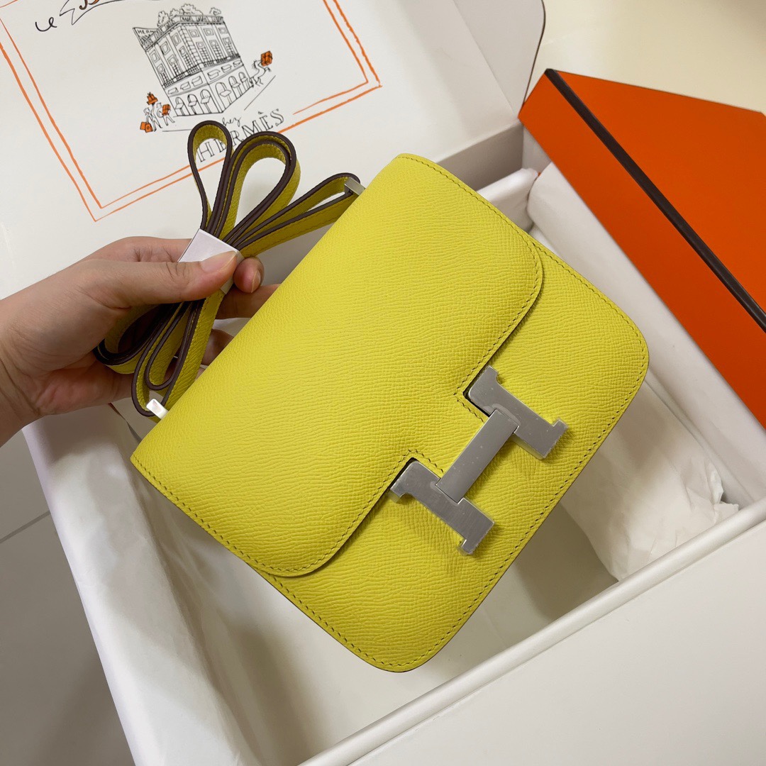 Hermes Constance 18 Mini Shoulder Bag In Yellow Epsom Leather